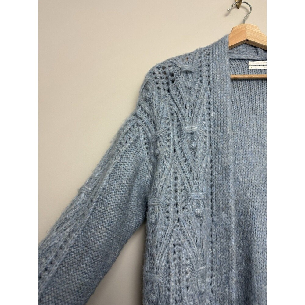 Anthropologie Womens Cardigan  Blue Sweater Size Small Open Nuria Cable Textured - Picture 4 of 6